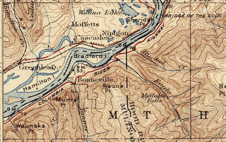 Bradford Island - 1926-topo-or-Bonneville to hood_river-1926