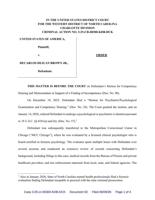FNF - NC - Federal Lawsuit DeCarlos Brown Evaluation Order