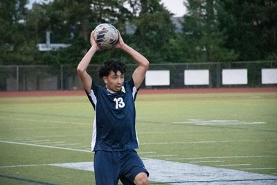 Julian Verduzco (13) throws the ball in for HRV in a match earlier this season