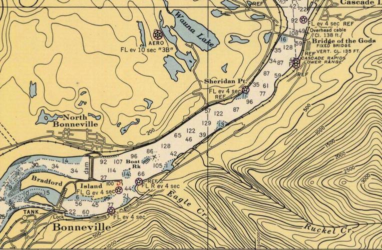 Bradford Island 1941-Bonneville to The Dalles nautical chart-1946