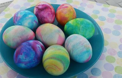 Frothy fun: dyeing Easter eggs in shaving cream
