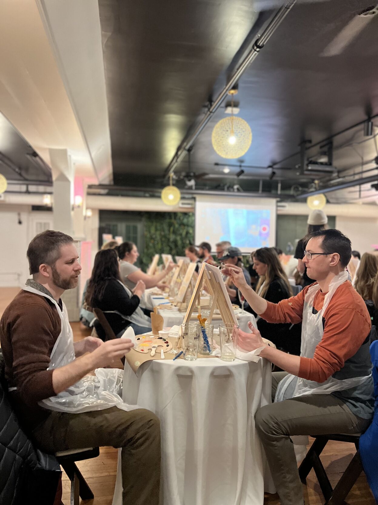 Couples and friends alike enjoyed their night at the Hood River Hotel paint-n-sip event. Photo courtesy of Rachel Rand.