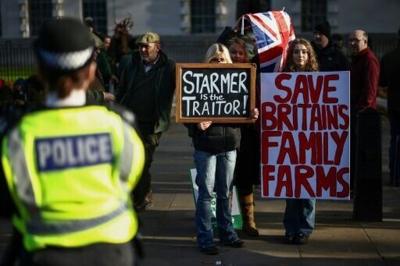 People demonstrate in London in November to protest against changes to inheritance tax rules for farmers