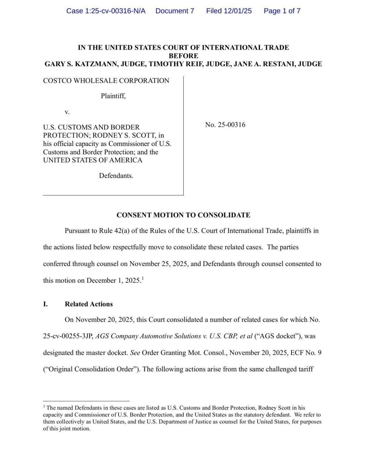 Motion to consolidate 12-1-25