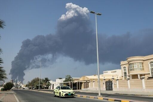 Smoke rises from the direction of an energy installation in the Gulf emirate of Fujairah