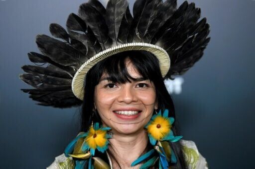 Brazilian Indigenous leader and climate activist Txai Surui arrives at the Earthshot Prize 2025 awards ceremony at the Museum of Tomorrow in Rio de Janeiro, Brazil