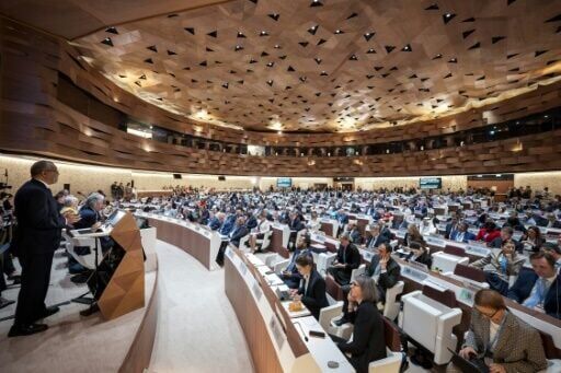 WHO chief Tedros Adhanom Ghebreyesus addressing the opening of the 78th World Health Assembly