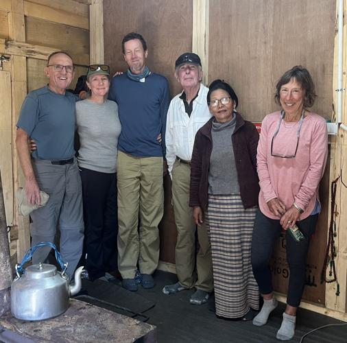 Left to right, Gorge residents, are Norberto Maahs, Amy Puls, Morgan Viggers, Paul Crowley, their lunch host, and Jill Burnette. Contributed photo