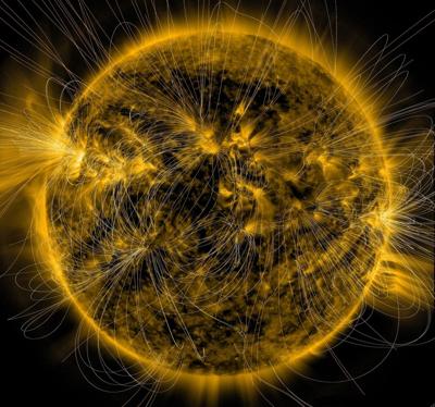 The sun's magnetic field overlay