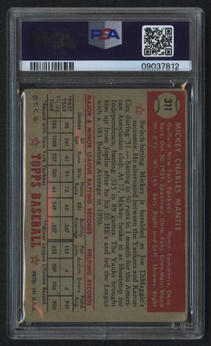 1952 TOPPS MICKEY MANTLE CARD OPENS AT $1 IN NO-RESERVE LIVE AUCTION MAY 19