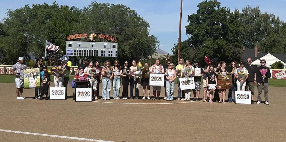 The Dalles senior softball players getting recognized before a 4-3 win against Estacada on May 20.