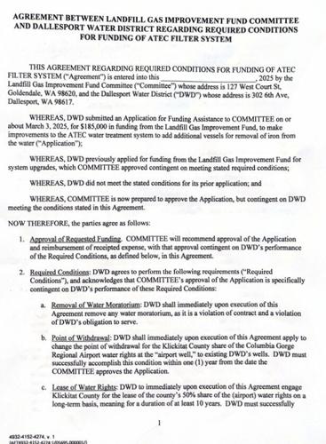 Proposed landfill gas grant agreement