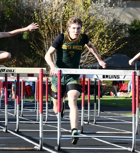 South Wasco County senior Jason Hull in the 110 meter hurdles April 10 in White Salmon.