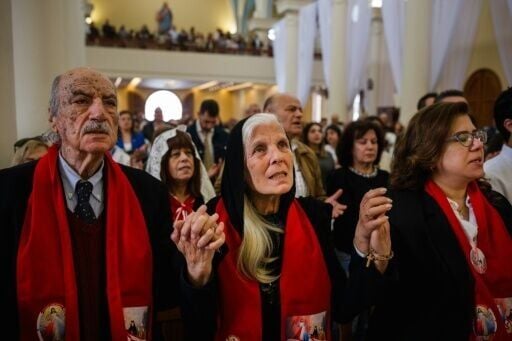 Lebanese Maronite Christians gathered to celebrate Easter Sunday at the Saint Antoine Church in Beirut