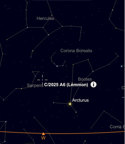 Saturday location of Comet Lemmon