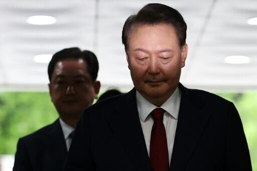 South Korea's former president Yoon Suk Yeol fronts a court hearing in 2025.