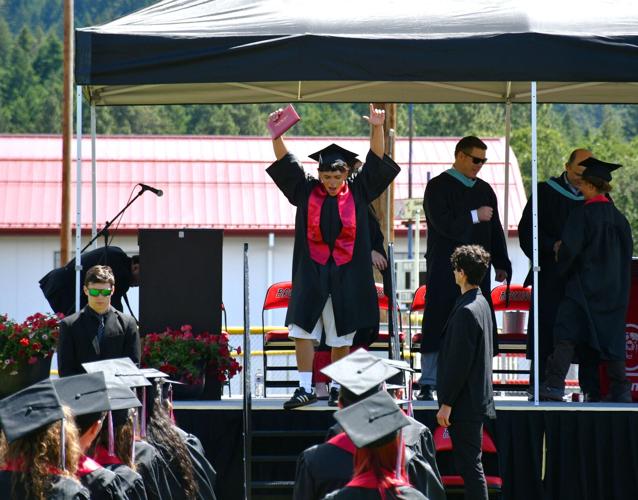 Hector Orozco receives his diploma from Columbia High School in White Salmon on Saturday, June 6.
