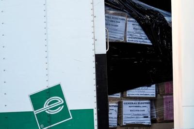 Georgia General Election 2020 ballots are loaded by the FBI onto trucks at the Fulton County Election hub on Jan. 28, 2026, in Union City, Ga.