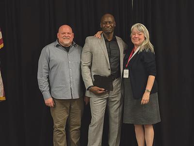 Pictured are, left to right, Chief of Police Neal Holste, Sergeant Emelike Delancy and Hood River County District Attorney Carrie Rasmussen at the April 4 Oregon Multi-Disciplinary Task Force Conference. 	Photo courtesy Hood River Police Department