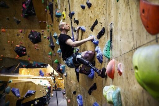 Climbing helps amputee veterans feel 'alive, energetic, athletic' again, says Oleksandr Pedan, a Ukrainian TV host and activist who founded a climbing club for them