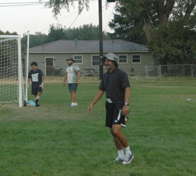 New Riverhawk boys soccer coach Shudi Datta at practice last week.