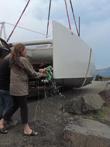 Under Way: Eight years in the making, Mariana finds water — what will be home port for Hood River man’s giant catamaran?