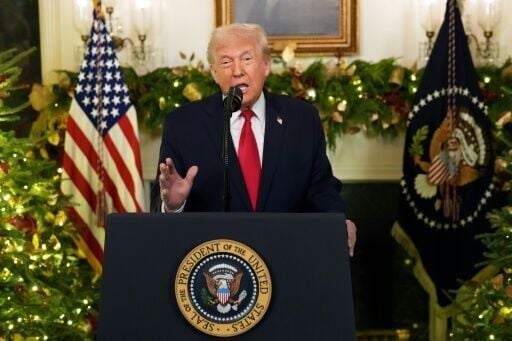 US President Donald Trump, pictured addressing the nation from the Diplomatic Reception Room of the White House in 2025, has seen his approval rating slip below 40 percent