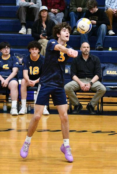 HRV senior Eli Kellert returns the ball earlier this year