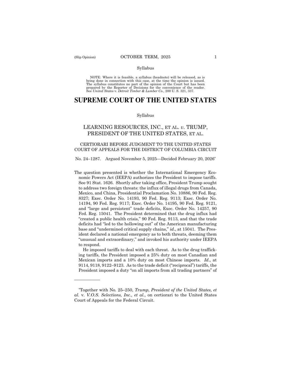 Supreme Court tariff decision