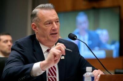Todd Lyons, the acting director of US Immigration and Customs Enforcement (ICE), testifying before the Senate