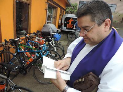 Of Dirty Fingers and holy water: Sunday riders receive blessing of the bicycles