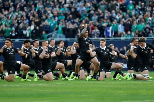 New Zealand's players perform the Haka before their Test win over Ireland at Soldier Field
