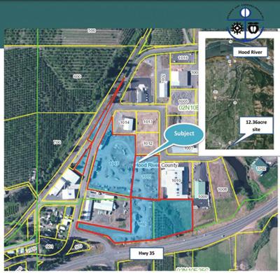 A graphic from the Port of Hood River showing the Lower Hanel Mill site they want to use for temporary workforce housing during bridge construction phases.  Photo courtesy Port of Hood River