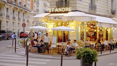 The small street cafes and restaurants in Paris Saint Germain