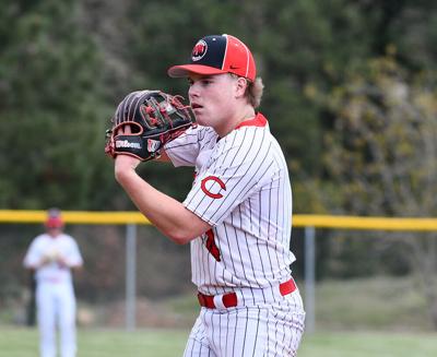 Bruin junior Kellen Olson (4) on the mound against King’s Way Christian April 16.