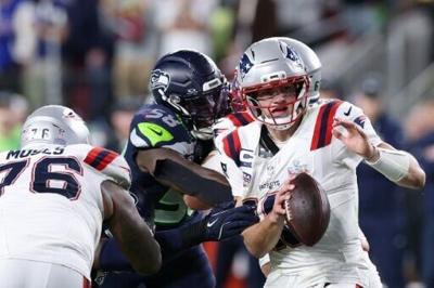 Drake Maye was sacked six times and threw two interceptions, as New England slumped to a one-sided 29-13 loss to the Seattle Seahawks