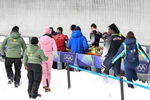 Austrian bobsleigh pilot Jakob Mandlbauer was stretchered off after his team's bob overturned in the four-man event at the Winter Olympics