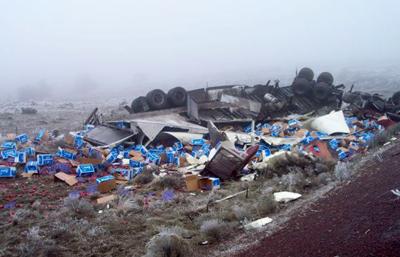 Semi truck crashes near Shaniko