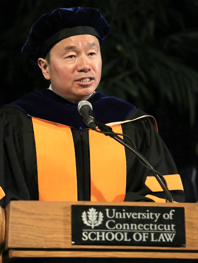Mun Choi speaks at graduation