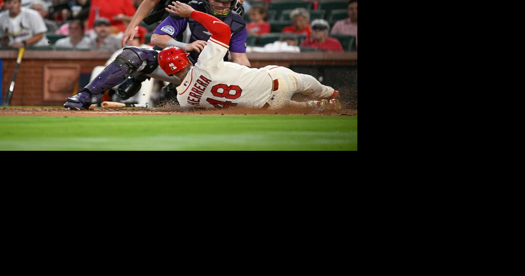 Herrera's three hits not enough as Rockies best Cardinals 8-6