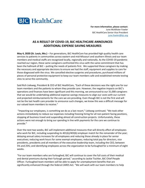 Bjc Healthcare Furloughs Almost 3 000 Covid 19 Columbiamissourian Com