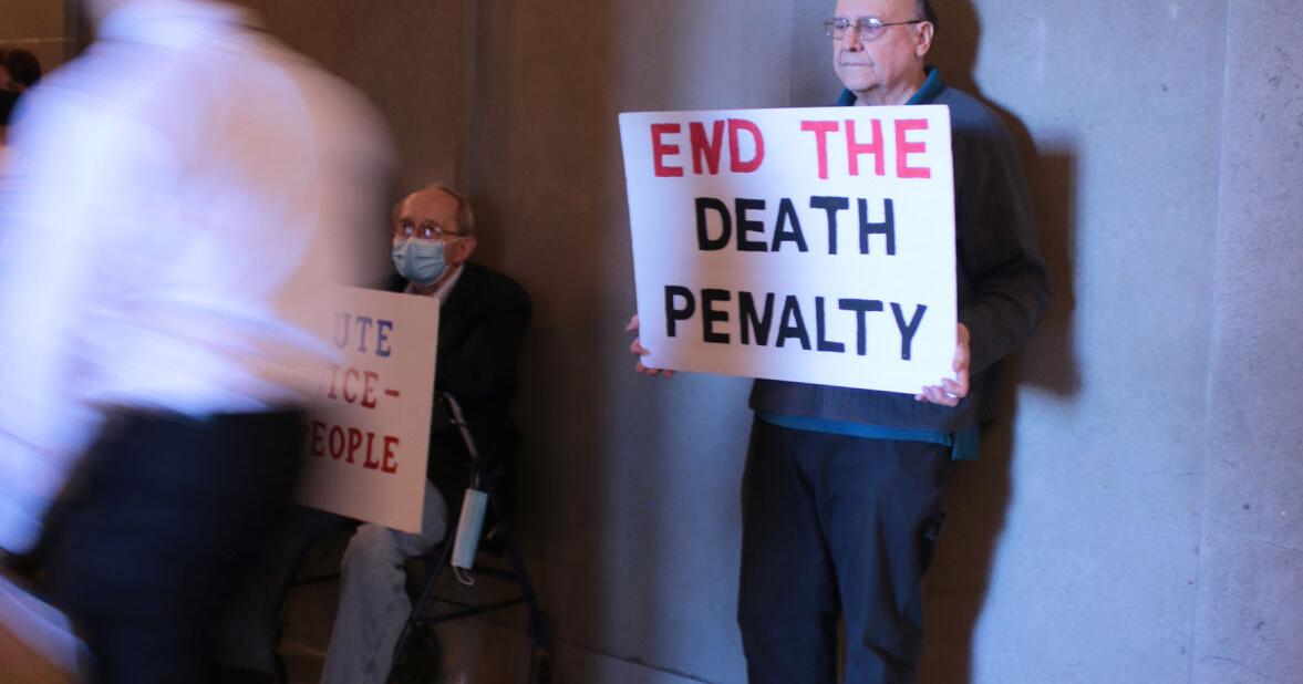 Laird Okie stands outside the governor’s office to protest | News ...