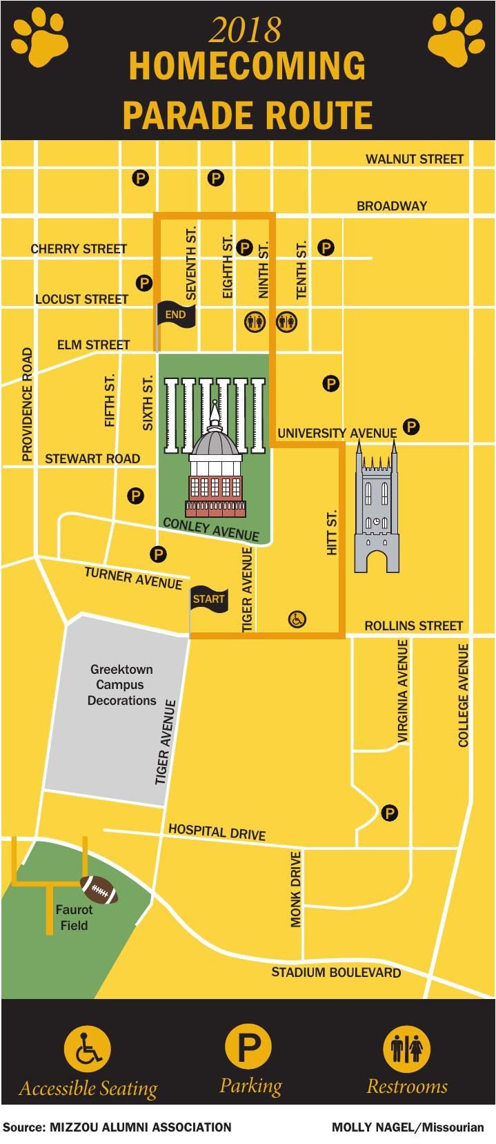 Parade route for 2018 Mizzou Special Sections