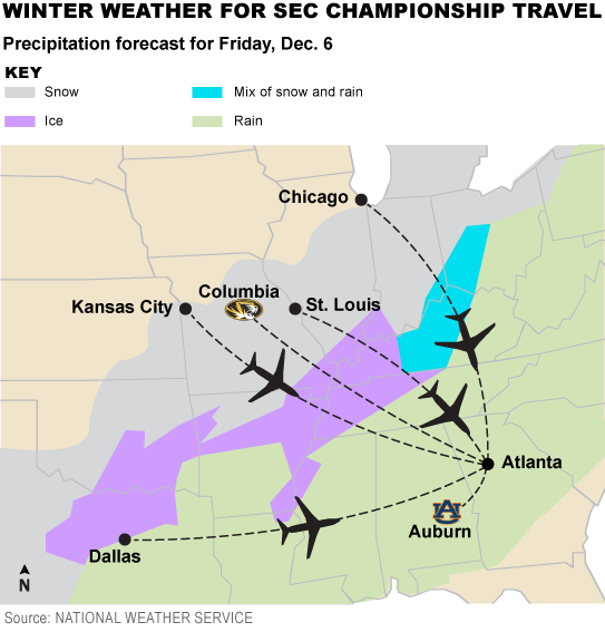 Winter Weather Might Affect Missouri Fans Weekend Travel To