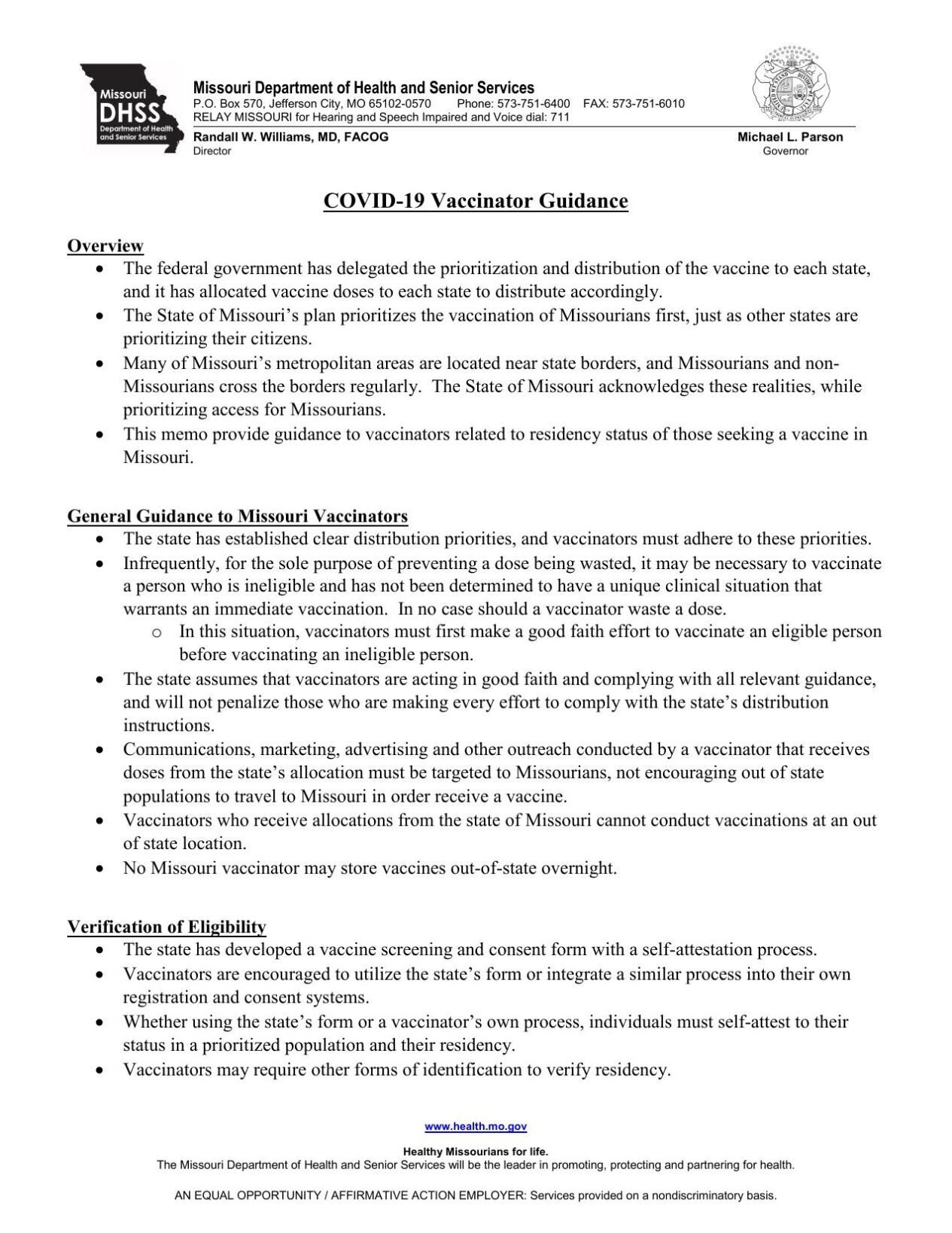 State Releases Guidance On Vaccine Recipient Residency Covid 19 Columbiamissourian Com