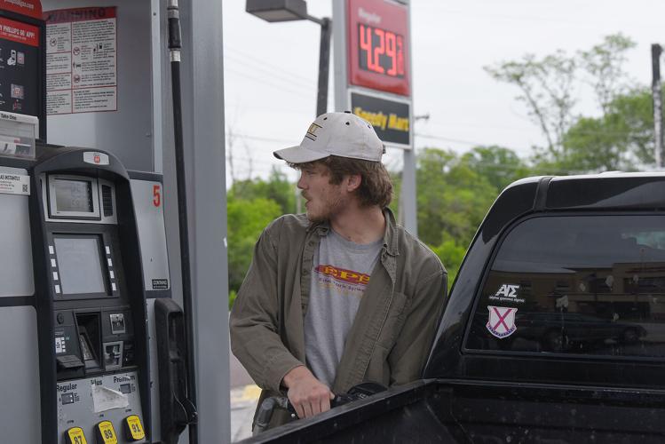 Sam East fills up his gas on Tuesday