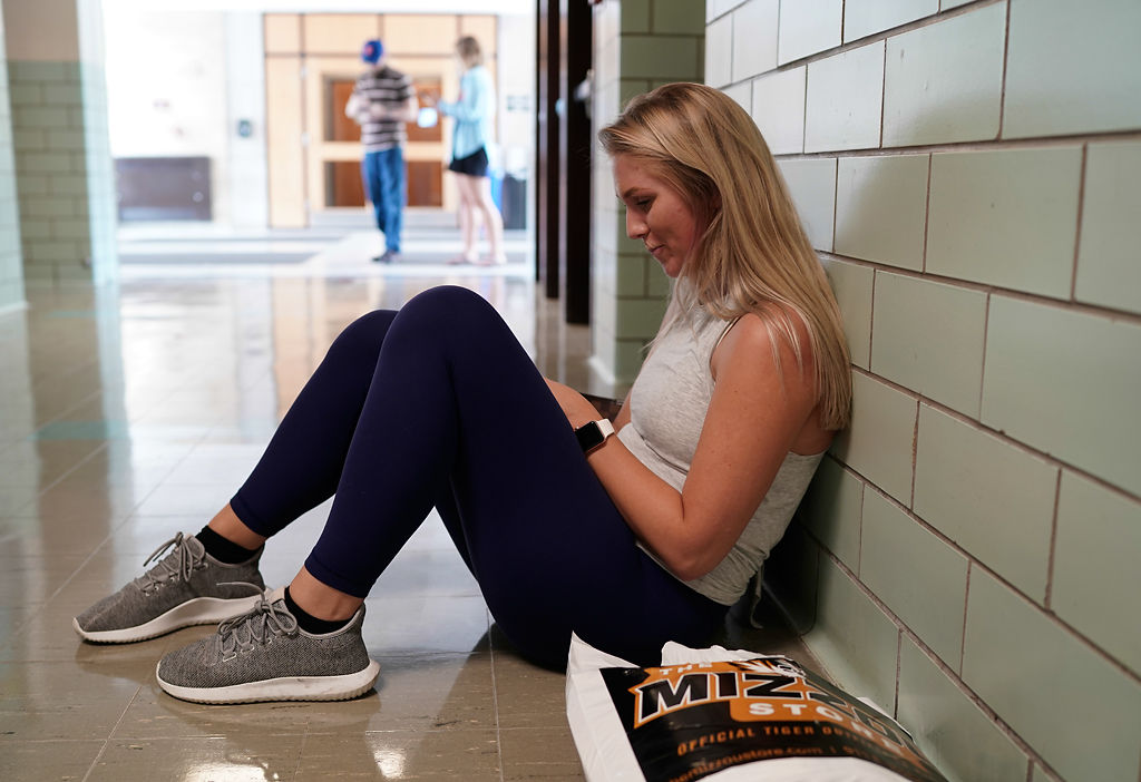 Christiana Werner waits for her class 