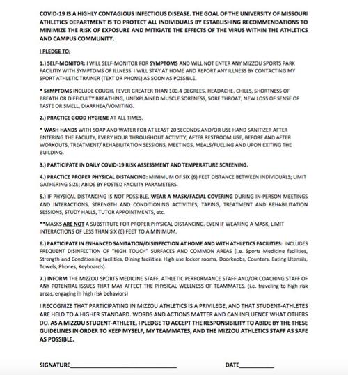 MU athlete pledge
