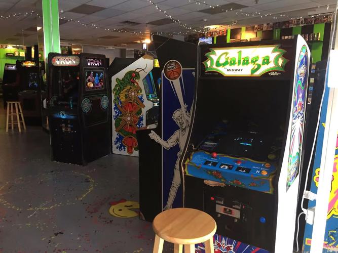 Some of the video game cabinets at the 1984 Branson Arcade