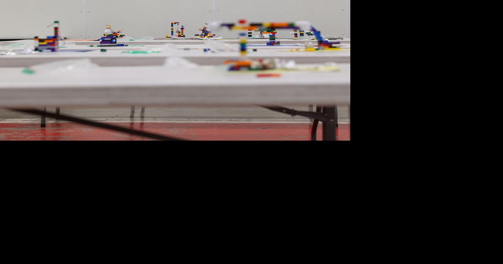 Finished Lego structures sit on tables on Saturday | Boone County ...
